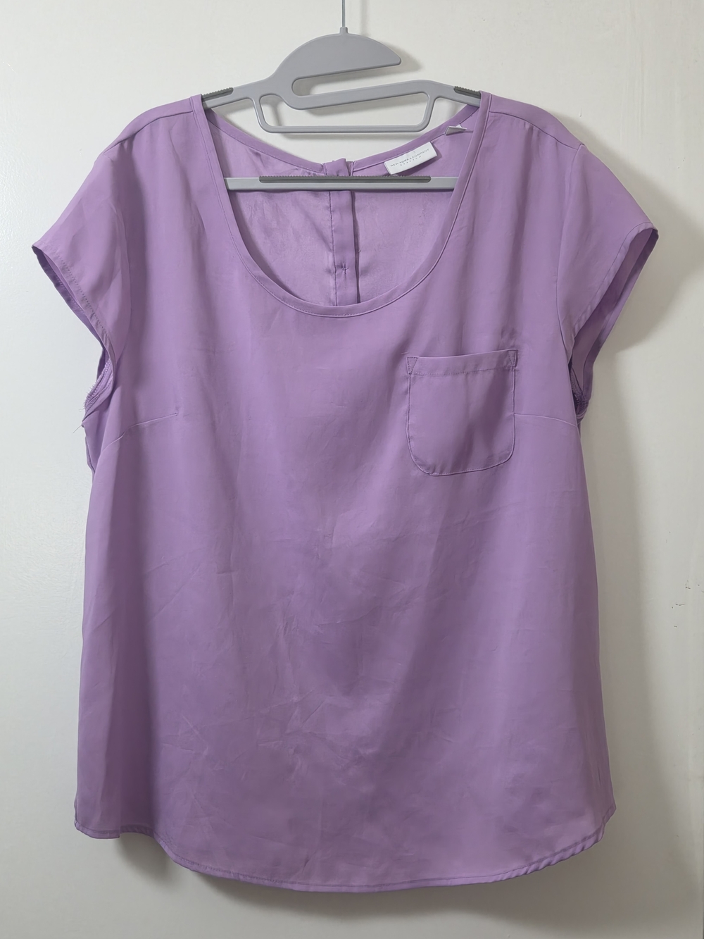 New York & Company Lavender Scoop Neck Pocket Top
